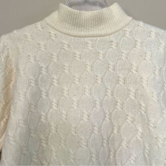 Vintage Nina Patrick Lambs Wool Angora Fisherman Cable-knit Mock Sweater Size M - Picture 9 of 12